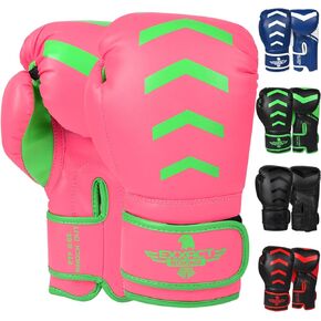 Exxact Sports Knockout Youth Boxing Gloves for Kids (3-15 Years) with Padded Protection and Wrist Support, Durable Engineered Leather Kids Boxing Gloves for Sparring, Muay Thai and Boxing