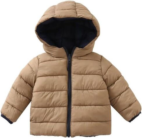 GLASH Kids Baby Boys and Girls Unisex Reversible Medium Weight Puffer Jacket Winter Hooded Coat in Kuwait