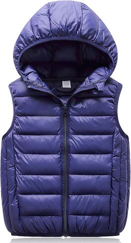 Aivtalk Boys Girls Puffer Down Vest Toddler Kids Hooded Zip Sleeveless Jacket Winter Coat in Kuwait