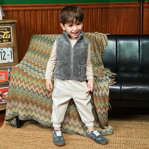 سترة bonbonPomme للأطفال الصغار من الأولاد والبنات من الصوف المخملي بدون أكمام، سترة دافئة in Kuwait