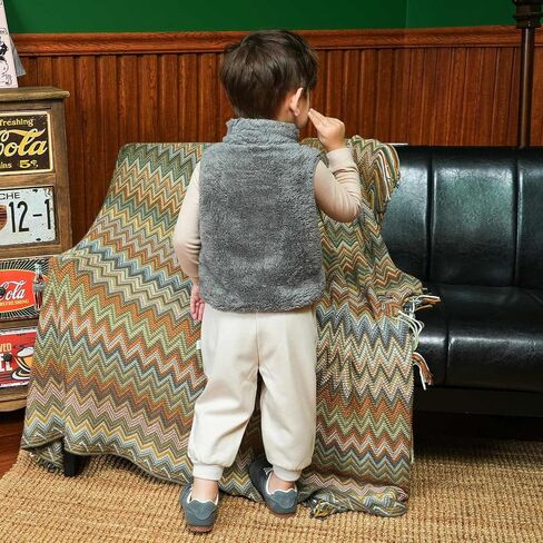 سترة bonbonPomme للأطفال الصغار من الأولاد والبنات من الصوف المخملي بدون أكمام، سترة دافئة in Kuwait