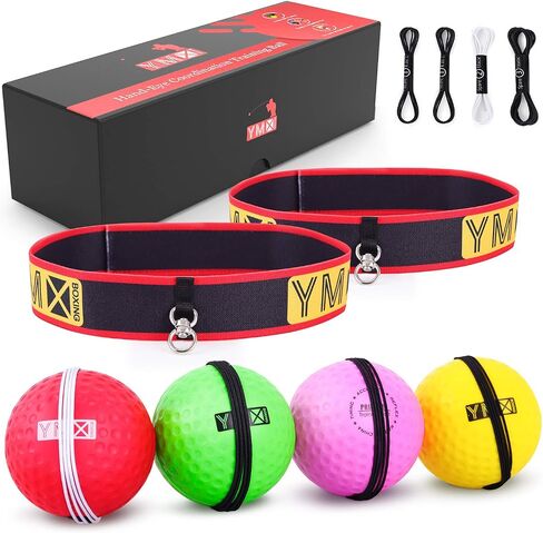 مجموعة كرات YMX BOXING Ultimate Reflex - 4 كرات رد فعل منعكس بالإضافة إلى 2 عصابة رأس قابلة للتعديل، رائعة للانعكاس والتوقيت والدقة والتركيز والتدريب على التنسيق بين اليد والعين للملاكمة وفنون القتال المختلطة وكراف ميجا in Kuwait