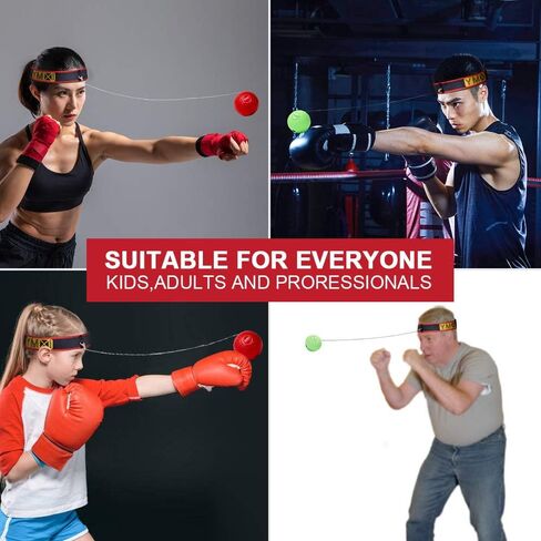 مجموعة كرات YMX BOXING Ultimate Reflex - 4 كرات رد فعل منعكس بالإضافة إلى 2 عصابة رأس قابلة للتعديل، رائعة للانعكاس والتوقيت والدقة والتركيز والتدريب على التنسيق بين اليد والعين للملاكمة وفنون القتال المختلطة وكراف ميجا in Kuwait