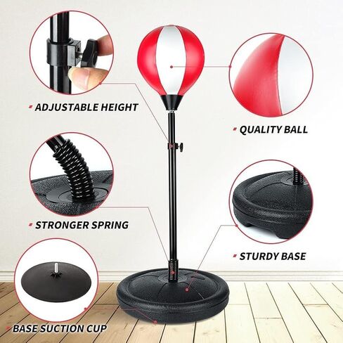 ييباي كيس ملاكمة للاطفال من سن 4 و5 و6 و7 و8 سنوات، يتضمن قفازات ملاكمة وحامل، مجموعة اكياس ملاكمة بارتفاع قابل للتعديل، هدية مثالية للكريسماس واعياد الميلاد in Kuwait