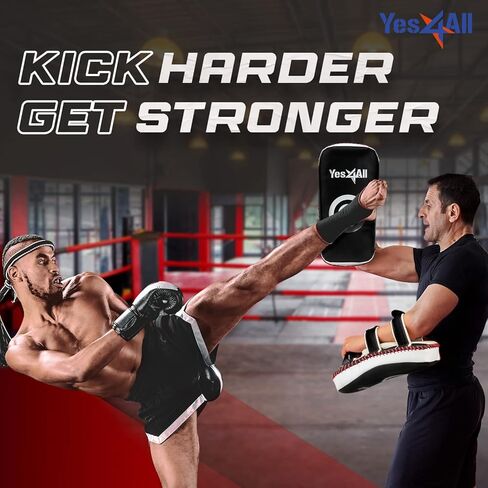Yes4All Boxing Strike وسادة تايلاندية منحنية MMA Strike Kick Shield، تدريب حشوة إضافية للسجال من أجل الكيك بوكسينغ والدفاع عن النفس - تباع في أزواج in Kuwait