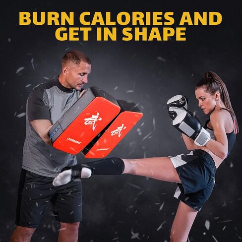 Overmont Taekwondo Kick Pads Boxing Karate Pad PU Leather Muay Thai MMA Martial Art Kickboxing Punch Mitts Punching Bag Kicking Shield Training 1PC in Kuwait