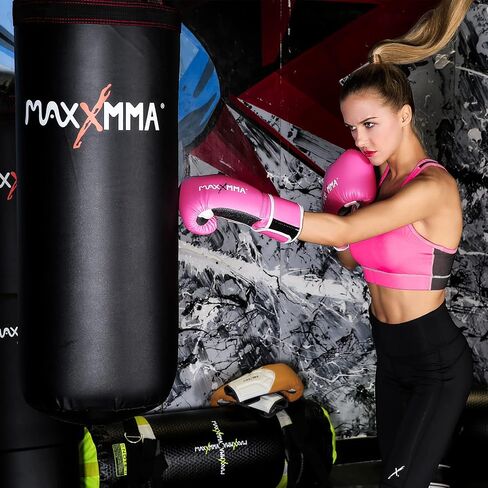 قفازات ملاكمة MaxxMMA Pro Style للرجال والنساء، قفازات تدريب ثقيلة للتمرين في الملاكمة التايلاندية، قفازات الملاكمة والكيك بوكسينغ والقتال على شكل حقيبة in Kuwait