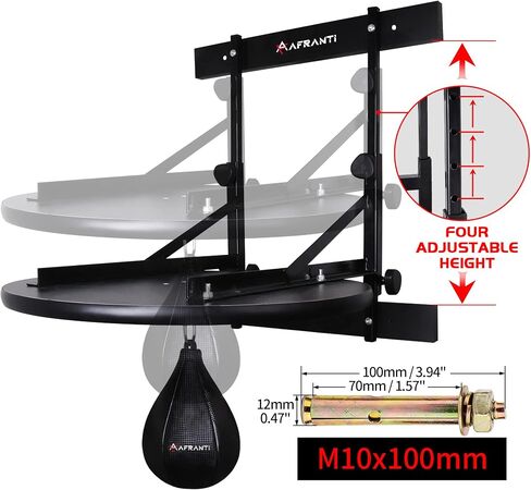 Heavy Duty Adjustable Speed Bag Platform Kit 24" + Speed Punching Ball (10"x7") Adjustable Height Wall Mount Professional Fitness Ball Boxing Reaction Training Kit in Kuwait