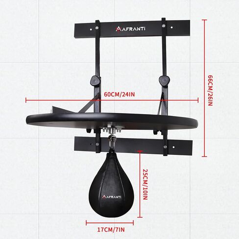 Heavy Duty Adjustable Speed Bag Platform Kit 24" + Speed Punching Ball (10"x7") Adjustable Height Wall Mount Professional Fitness Ball Boxing Reaction Training Kit in Kuwait