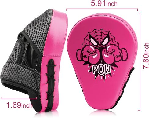 Boxing Mitts and Pads for Kids, Boxing Curved Focus Punching Mitts Kickboxing, Karate, Muay Thai Kick, Sparring, Dojo, Martial Arts Punch Mitts Training Hand Target Pads for Age 3-12 Years (Pink) in Kuwait