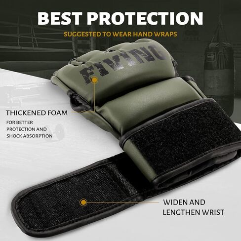 FIVING MMA Gloves for Men & Women,Boxing Gloves for Punching Bag,Sparring,Training,Muay Thai,MMA,Martial Arts Bag Gloves,Kickboxing Gloves with Open Palms in Kuwait