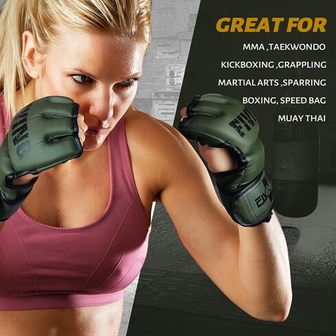 FIVING MMA Gloves for Men & Women,Boxing Gloves for Punching Bag,Sparring,Training,Muay Thai,MMA,Martial Arts Bag Gloves,Kickboxing Gloves with Open Palms in Kuwait