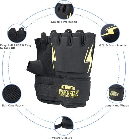 MYSUPERSTAR Boxing Wraps and Inner Gloves Upgraded, 80inch Wrist Wraps 0.3inch Gel Padding Boxing Gloves Men and Women for UFC Kick Boxing, Muay Thai, MMA… in Kuwait