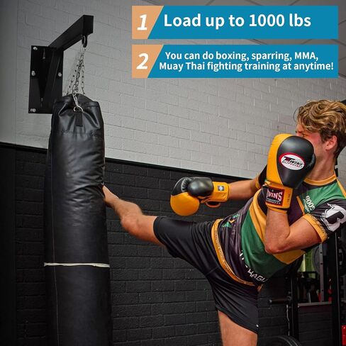 سانبيج حامل كيس ملاكمة يثبت على الحائط، حامل كيس ملاكمة شديد التحمل 24 انش، حامل كيس السرعة لصالة الالعاب الرياضية المنزلية والتمرين في المرآب ومعسكر القتال والملاكمة وتدريب الفنون القتالية المختلطة in Kuwait