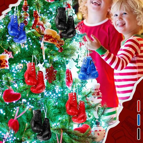 قفازات ملاكمة صغيرة من Batiyeer، قفازات ملاكمة صغيرة، زينة حفلات الملاكمة، زينة عيد الميلاد للمنزل، أحمر، أزرق، أسود (12 زوجًا) in Kuwait