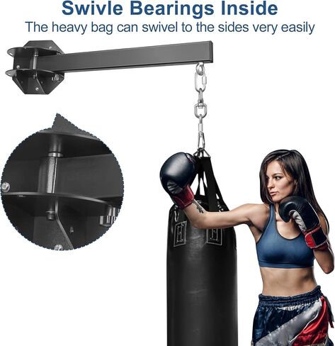 VKISOT 28'' Wall Mount Heavy Bag Hanger Punching Bag Hanger w/Swivel Hooks, Carabiners Heavy Duty Construction w/Space Saver Design Support 500 lbs in Kuwait