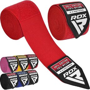 RDX Boxing Hand Wraps Inner Gloves, 180 Inch 4.5m Elasticated Thumb Loop Bandages, Mexican Style Under Mitts Wrist Wrap Protection Muay Thai MMA Kickboxing Martial Arts Punching Bag Training Men Women