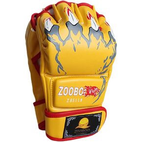 ZooBoo MMA Gloves, Half-Finger Boxing Fight Gloves MMA Mitts with Adjustable Wrist Band for Sanda Sparring Punching Bag Training