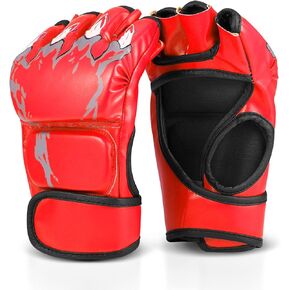 قفازات Flexzion MMA قفازات ملاكمة بدون أصابع للرجال والنساء والشباب في سن المراهقة، قفازات UFC تتصارع Krav MAGA كيك بوكسينغ للتدريب على كيس اللكم، قفازات ضرب الملاكمة التايلاندية، قفازات الفنون القتالية