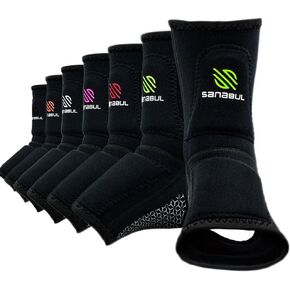 واقي الكاحل الجل الأساسي من Sanabul لرياضة الملاكمة التايلاندية MMA (زوج) (أسود، L/XL)