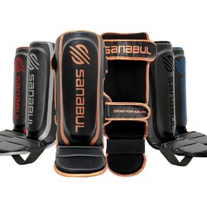 Sanabul Essential Kickboxing Shin Guards | MMA Shin Guards | Muay Thai Shin Protectors with Hook & Loop Straps in Kuwait