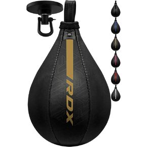 RDX Speed Bag Boxing Ball and Swivel Set, Maya Hide Leather Dodge Striking Mount Kit with Additional Bladder, MMA Muay Thai Punching Workout Kicking Martial Arts Training Home Gym Exercise Speedball