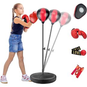 JHTOPJH حقيبة اللكم للأطفال قفازات الملاكمة قابلة للتعديل للأطفال حقيبة اللكم مع حامل ملاكمة مجموعة لعبة للأطفال من سن 3-10 سنوات بنين وبنات in Kuwait