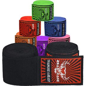BEAST RAGE Boxing Hand Wraps for MMA Kickboxing Wrist Wraps Professional Adult 180" Semi-Elastic Martial Arts Inner Gloves Heavy Bag Handwraps Muay Thai Thumb Straps