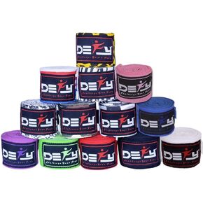 DEFY Professional 180 Inch Hand Wraps for Boxing Muay Thai MMA Elastic Bandages for Men & Women -Pair