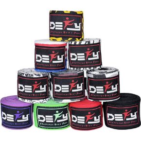 DEFY Professional 180 Inch Hand Wraps for Boxing Muay Thai MMA Elastic Bandages for Men & Women -Pair