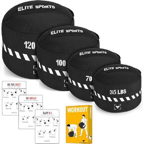 Elite Sports Workout Sandbag, Heavy-Duty Strongman Sand Bags for Full-Body & Core Training, Weight Lifting, Combat Conditioning