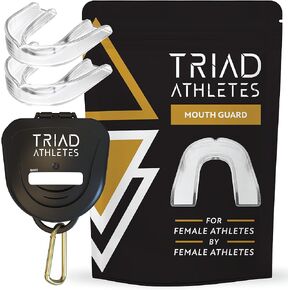 Sports Mouth Guard for Female Athletes, 2 Pack (Black Out) Custom Fit, Protection for Adults, with Ventilated Case