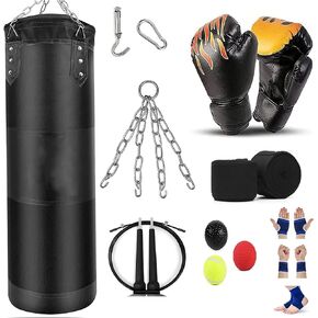 حقيبة ملاكمة ثقيلة من سوهابي للبالغين والشباب والأطفال بطول 4 أقدام، مجموعة حقيبة ملاكمة غير مملوءة مع قفازات ملاكمة، ولفائف، وسلسلة، وخطاف سقف لتدريب صالة الألعاب الرياضية المنزلية in Kuwait