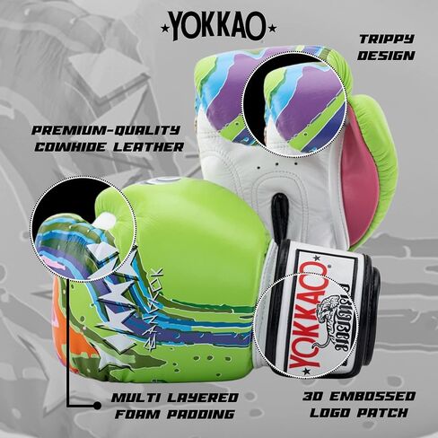 YOKKAO Design Breathable Muay Thai Boxing Glove | Premium Leather Training and Sparring Gloves for Men and Women | Winning Boxing Gloves | Punching Gloves in Saudi Arabia