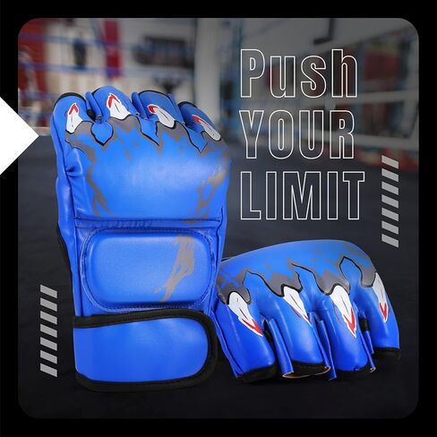 Flexzion MMA Gloves Fingerless Boxing Gloves for Men Women and Teen Youth, UFC Grappling Krav MAGA Kickboxing Gloves for Training Punching Bag Muay Thai Hitting Mitts Cutoff Martial Art Gloves in Saudi Arabia