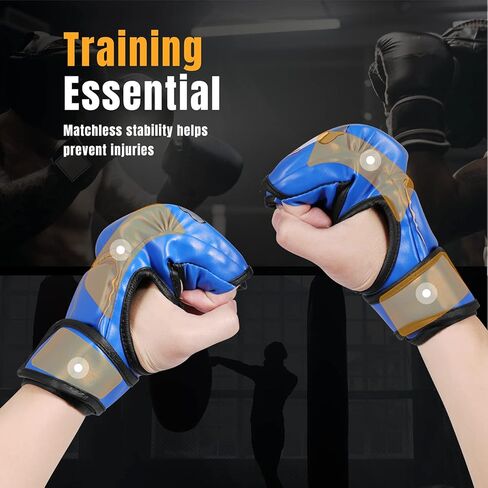 Flexzion MMA Gloves Fingerless Boxing Gloves for Men Women and Teen Youth, UFC Grappling Krav MAGA Kickboxing Gloves for Training Punching Bag Muay Thai Hitting Mitts Cutoff Martial Art Gloves in Saudi Arabia