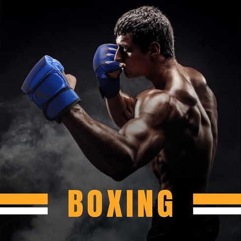 Flexzion MMA Gloves Fingerless Boxing Gloves for Men Women and Teen Youth, UFC Grappling Krav MAGA Kickboxing Gloves for Training Punching Bag Muay Thai Hitting Mitts Cutoff Martial Art Gloves in Saudi Arabia