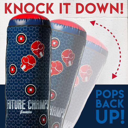 Franklin Sports Electronic Boxing Bag - Future Champs Inflatable MMA Kickboxing Bag - Toy Youth Equipment for Kids + Toddlers - 60" x 22" in Saudi Arabia