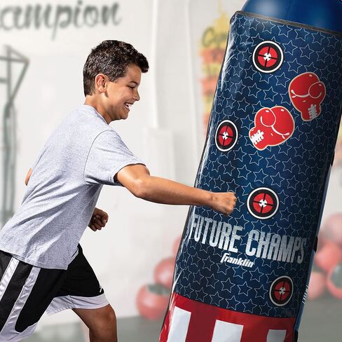 Franklin Sports Electronic Boxing Bag - Future Champs Inflatable MMA Kickboxing Bag - Toy Youth Equipment for Kids + Toddlers - 60" x 22" in Saudi Arabia