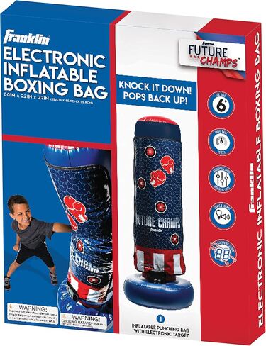 Franklin Sports Electronic Boxing Bag - Future Champs Inflatable MMA Kickboxing Bag - Toy Youth Equipment for Kids + Toddlers - 60" x 22" in Saudi Arabia