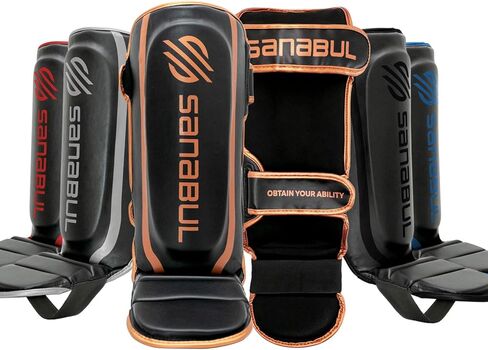 Sanabul Essential Kickboxing Shin Guards | MMA Shin Guards | Muay Thai Shin Protectors with Hook & Loop Straps in Kuwait