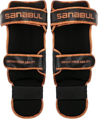 Sanabul Essential Kickboxing Shin Guards | MMA Shin Guards | Muay Thai Shin Protectors with Hook & Loop Straps in Kuwait