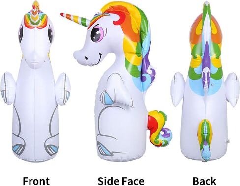 ميلانيز باور كيس ملاكمة ثلاثي الابعاد بتصميم يونيكورن قابل للنفخ، كيس رمل للاطفال مع 6 حلقات رمي للاطفال والكبار in Kuwait