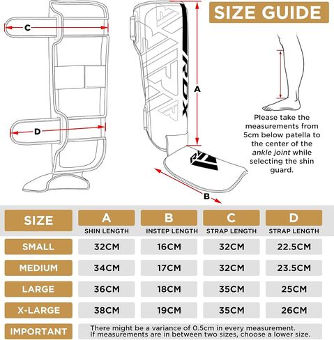 RDX Shin Guards for Kickboxing, Muay Thai and Training Pads, Maya Hide Leather Kara Instep Foam Protection, Leg Foot Protector for Martial Arts, Sparring, BJJ and Boxing Gear in Kuwait