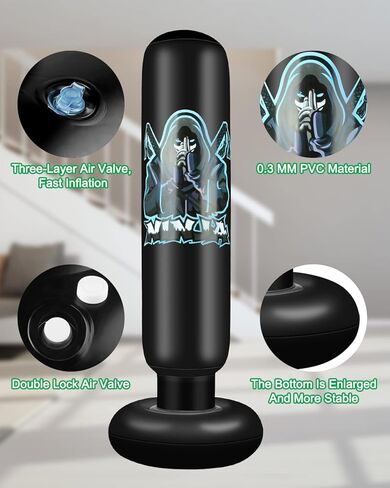 كيس ملاكمة قابل للنفخ للاطفال من نينجا - كيس ملاكمة 63 انش مع حامل - مجموعة ملاكمة قائمة بذاتها مع قفازات - العاب ملاكمة قابلة للنفخ للكاراتيه والتايكوندو والفنون القتالية المختلطة (هدايا للاولاد in Kuwait