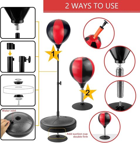 JHTOPJH حقيبة اللكم للأطفال قفازات الملاكمة قابلة للتعديل للأطفال حقيبة اللكم مع حامل ملاكمة مجموعة لعبة للأطفال من سن 3-10 سنوات بنين وبنات in Kuwait