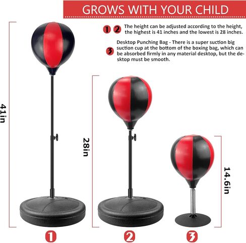 JHTOPJH حقيبة اللكم للأطفال قفازات الملاكمة قابلة للتعديل للأطفال حقيبة اللكم مع حامل ملاكمة مجموعة لعبة للأطفال من سن 3-10 سنوات بنين وبنات in Kuwait