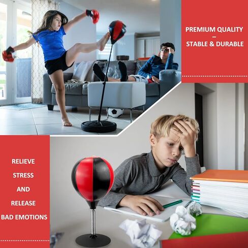 JHTOPJH حقيبة اللكم للأطفال قفازات الملاكمة قابلة للتعديل للأطفال حقيبة اللكم مع حامل ملاكمة مجموعة لعبة للأطفال من سن 3-10 سنوات بنين وبنات in Kuwait