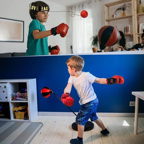 JHTOPJH حقيبة اللكم للأطفال قفازات الملاكمة قابلة للتعديل للأطفال حقيبة اللكم مع حامل ملاكمة مجموعة لعبة للأطفال من سن 3-10 سنوات بنين وبنات in Kuwait