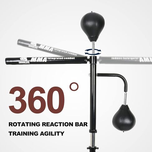 INNOLIFE Boxing Equipment 360° Spinning Bar Free Standing with 2 Punching Ball，Boxing Training Target Reflex Speed Bag in Saudi Arabia